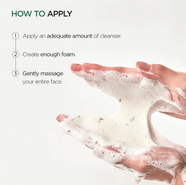 Step-by-step guide on how to apply Anua Heartleaf Quercetinol Pore Deep Cleansing Foam for effective cleansing.