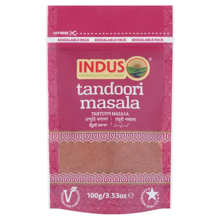 Indus Tandoori Masala 100g packaging showcasing the premium spice blend for authentic Indian cooking. #thegoodvibes