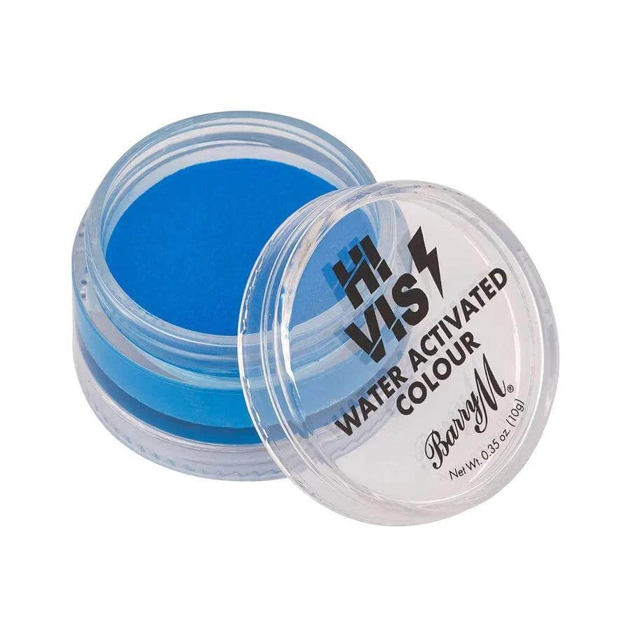 Barry M Hi Vis Water Activated Colour Trance in blue, vibrant matte pigment for face and body creativity.