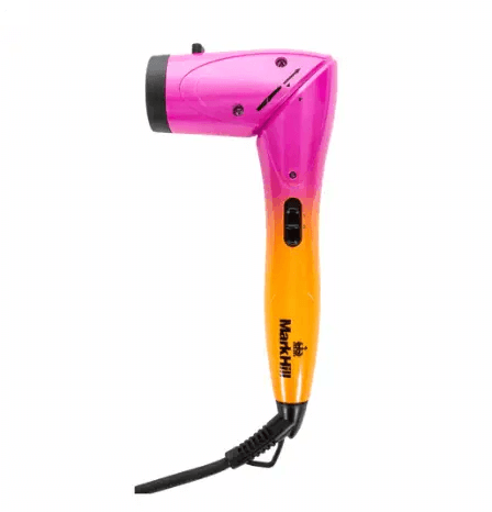 Mark Hill Pick 'N' Mix Curl Fix Handle in vibrant pink and orange, featuring a swivel design for versatile hair curling.