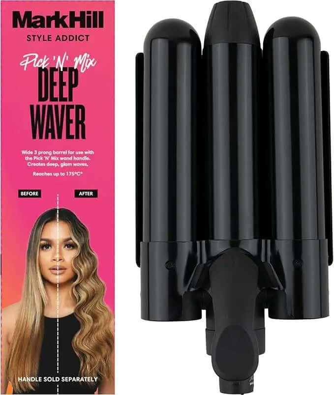 Mark Hill Pick 'N' Mix Deep Mermaid Waver Barrel with pink packaging, designed for creating glam waves up to 175ºC.
