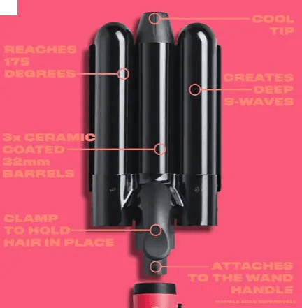 Mark Hill Pick 'N' Mix Deep Mermaid Waver Barrel with 3 ceramic coated barrels for deep glam waves.