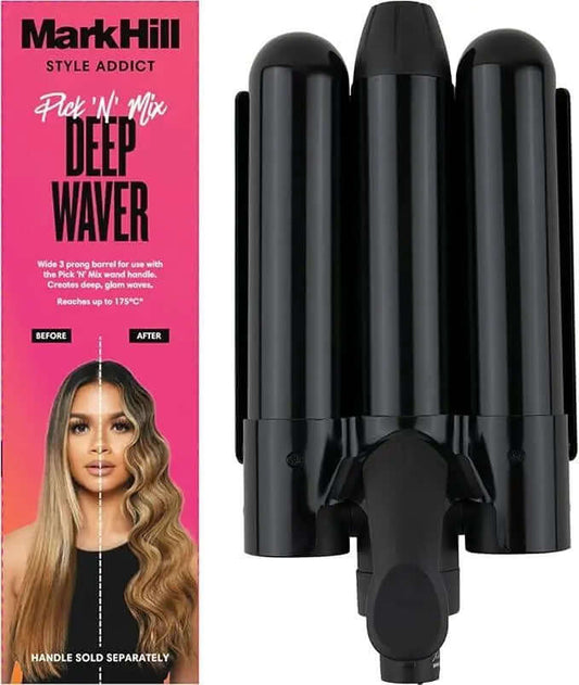 Mark Hill Pick 'N' Mix Mermaid Waver featuring unique 3 prong barrel for creating quick, effortless waves, handle sold separately.