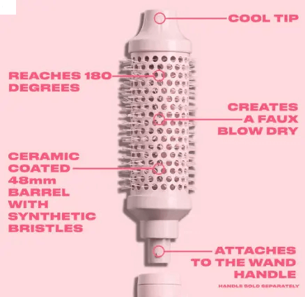 Mark Hill Pretty In Pink Round Brush with cool tip, 48mm ceramic barrel, synthetic bristles, ideal for salon blowouts.