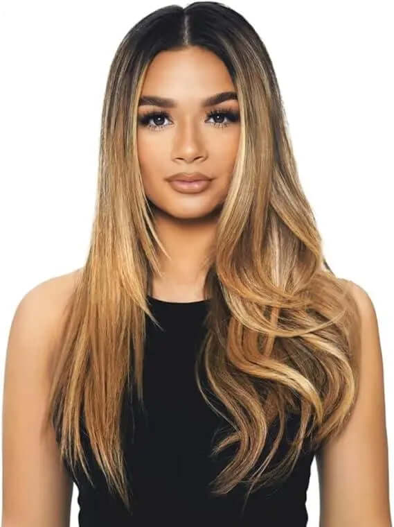 Model showcasing smooth, voluminous hairstyle achieved with Mark Hill Pretty In Pink Round Brush.