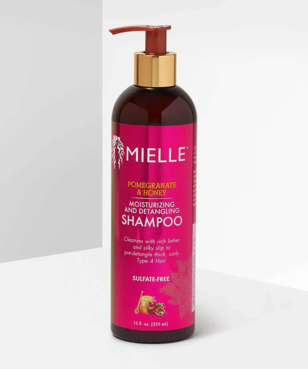 MIELLE Organics Pomegranate & Honey Detangling Shampoo 355ml, sulfate-free, for moisturizing and cleansing type 4 hair.