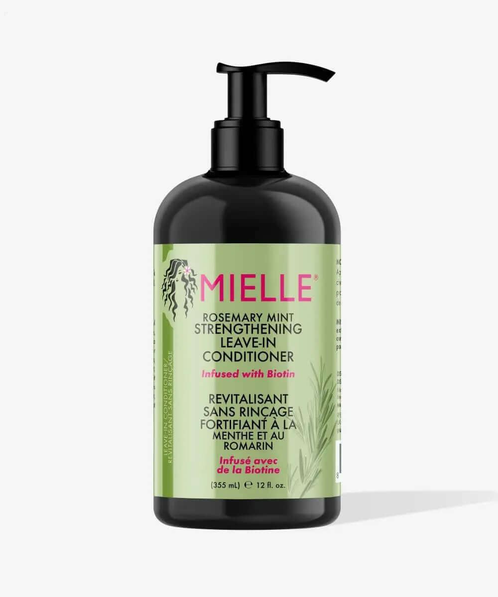 MIELLE ORGANICS Rosemary Mint Leave-In Conditioner 355ml, hydrating formula with biotin for healthy hair.