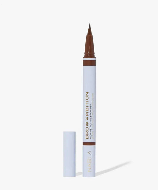 NABLA Brow Ambition eyebrow pen in brown shade with micro bristle brush for precise application.