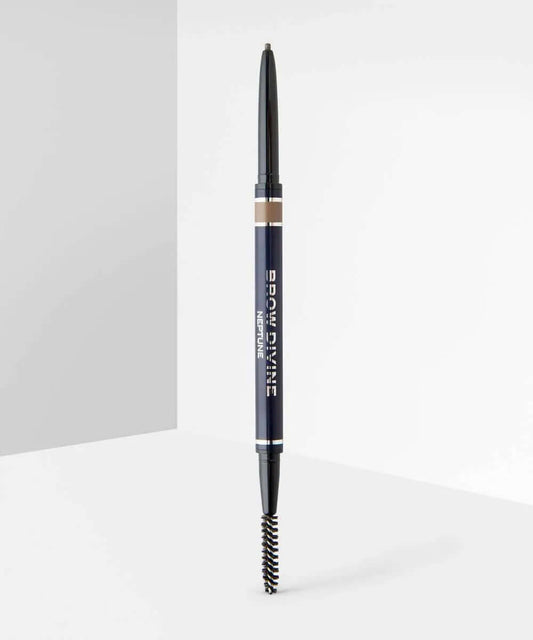 NABLA Brow Divine pencil with retractable tip and spooley brush for precise brow maintenance.