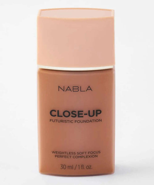 NABLA Close Up Futuristic Foundation bottle showcasing weightless soft-focus finish for perfect complexion.