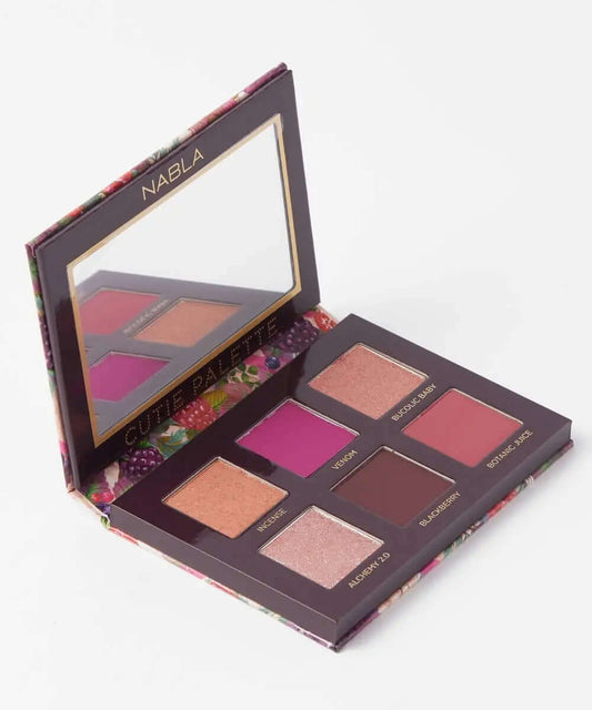 NABLA Cutie Palette Wild Berry featuring six shades in soft pink and purple hues, ideal for glamorous eyeshadow looks.