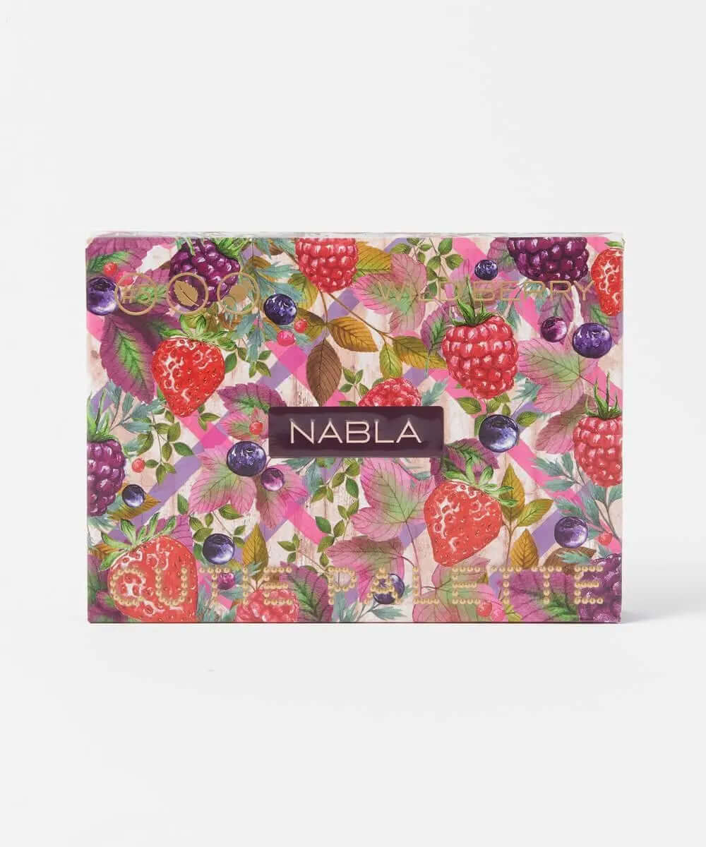 NABLA Cutie Palette Wild Berry packaging featuring vibrant berry illustrations and logo.