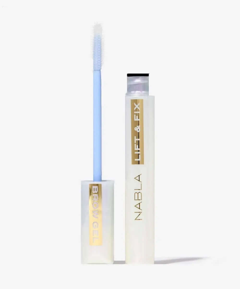 NABLA Lift & Fix Brow Gel 8ml with silicone brush for shaping and setting brows.