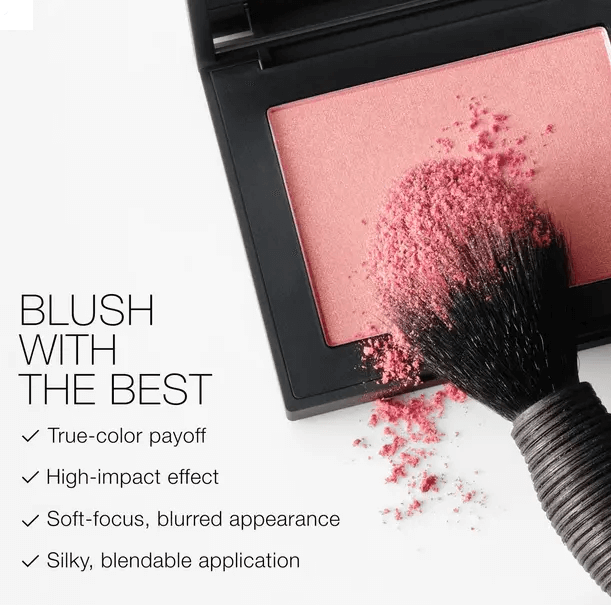 NARS Mini Blush showcasing true-color payoff with a soft-focus, blendable application for vibrant, high-impact color.