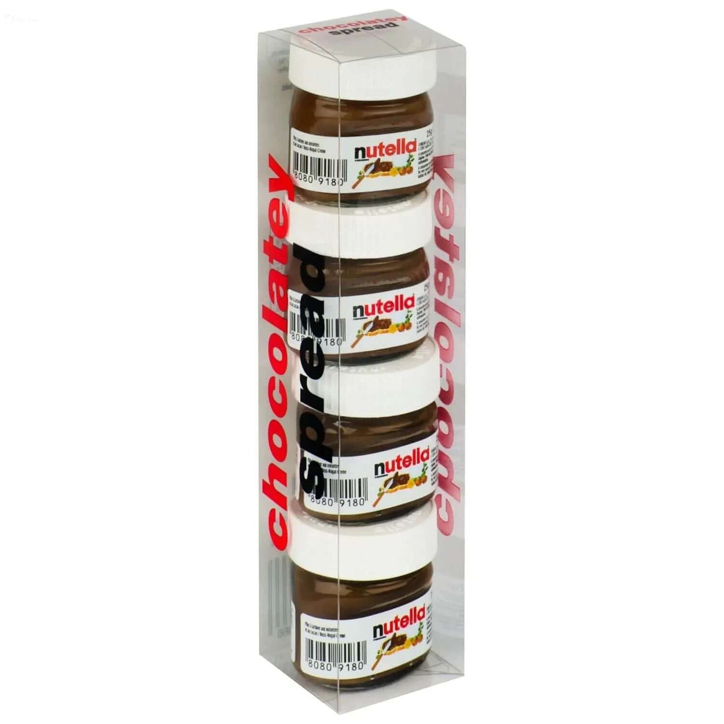 Nutella Hazelnut Chocolate Spread Mini Jar Set, 4 pack, perfect for breakfast or dessert, ideal gift for chocolate lovers.