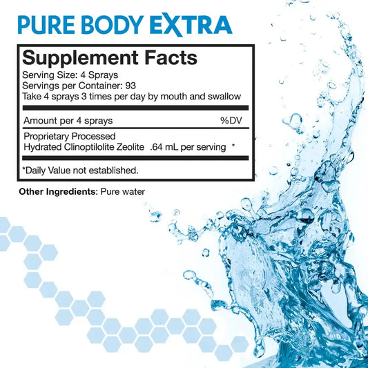 Supplement facts for Touchstone Essentials Pure Body Extra, detailing serving size, ingredients and usage instructions.