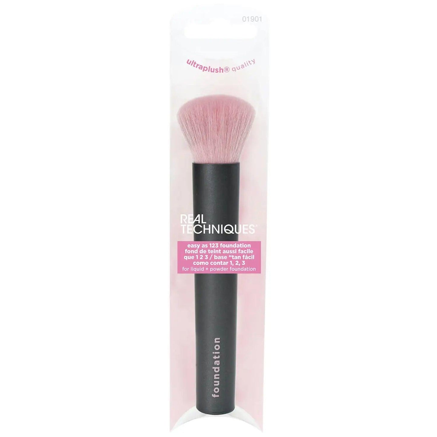 Real Techniques Easy as 1-2-3 Foundation Brush with custom-cut bristles for flawless makeup application.