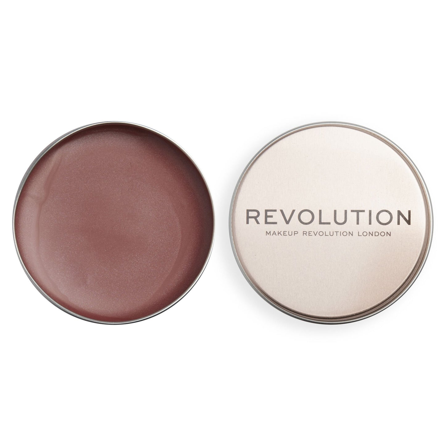 Makeup Revolution product with brown shade on a white background
