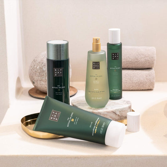 Rituals skincare products on a bathroom counter