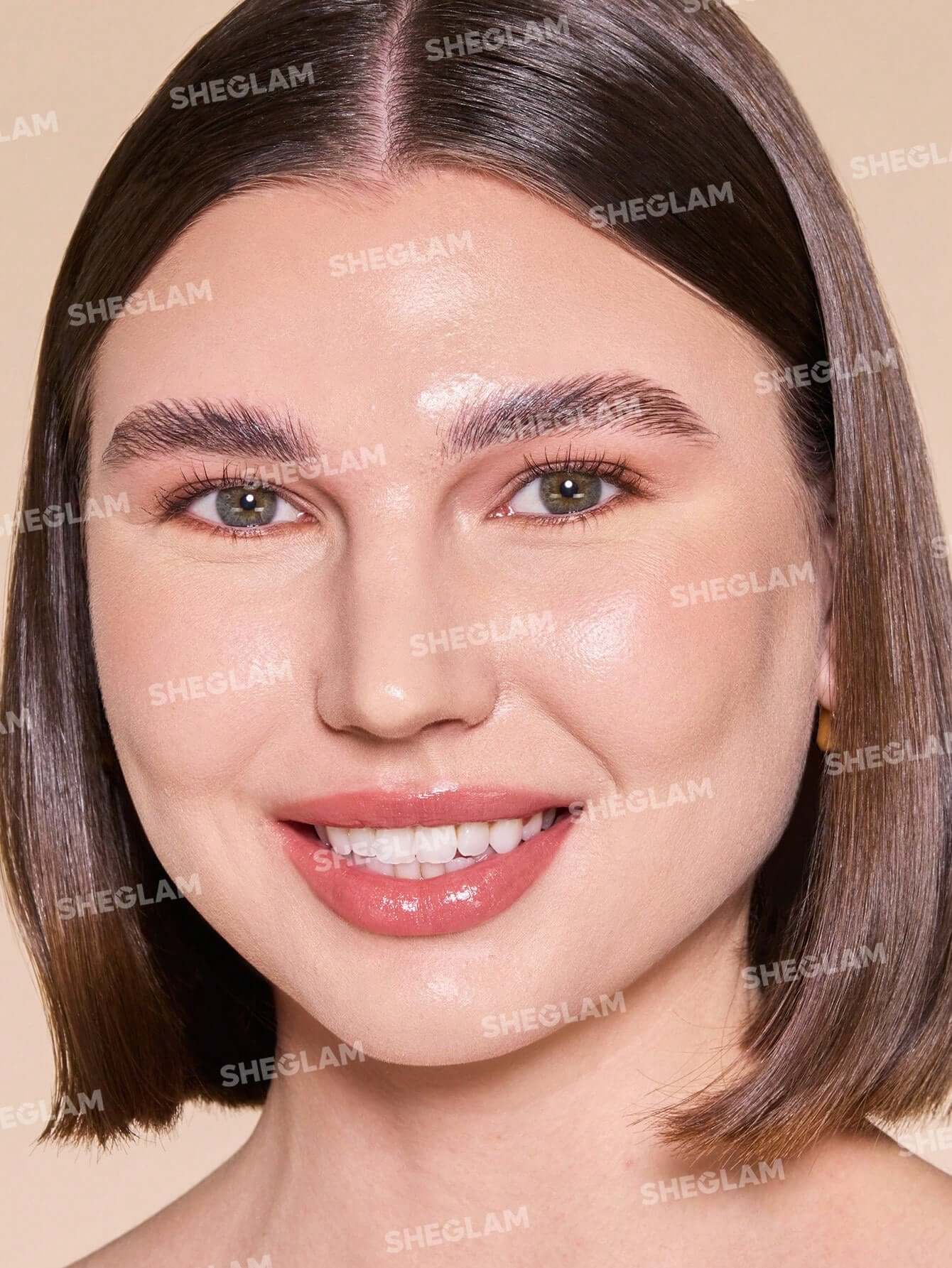 Beauty look featuring SHEGLAM Set Me Up Brow Gel on model with soft brows and natural makeup glow.