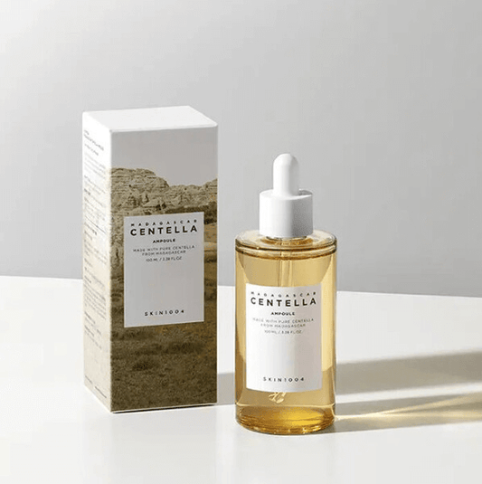 SKIN1004 Madagascar Centella Ampoule bottle and packaging, showcasing calming and hydrating skincare for sensitive skin.