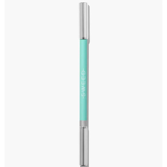 Sweed Satin Euphoria Silver Eyeliner in aqua-colored casing, featuring a sleek design and metallic accents.