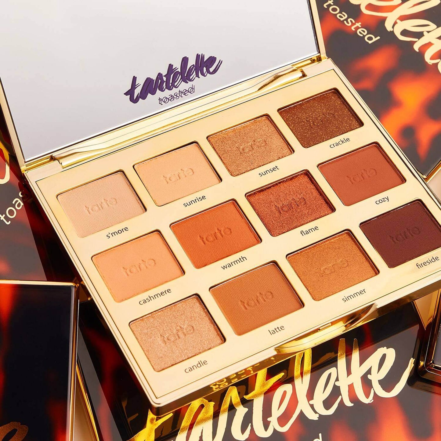 TARTE Tartelette Toasted Eyeshadow Palette showcasing 12 warm, pigmented shades for versatile makeup looks.