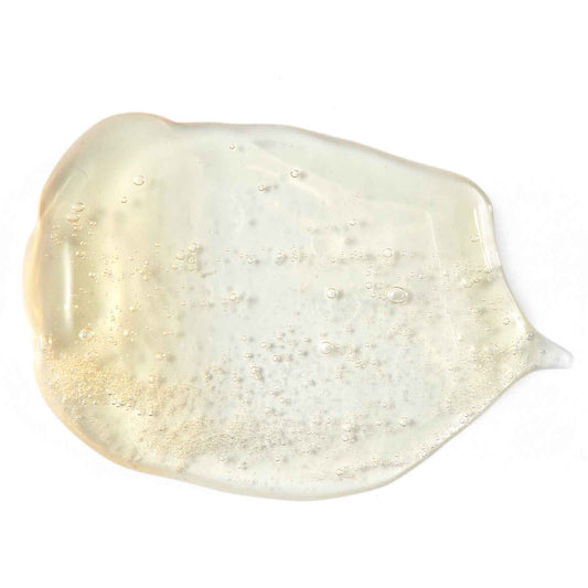 Clear gel texture of The INKEY List C50 Serum, designed for revitalizing and blemish-free skin.