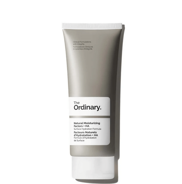 The Ordinary Natural Moisturising Factors + HA hydrating cream in a tube, designed for deep skin hydration.
