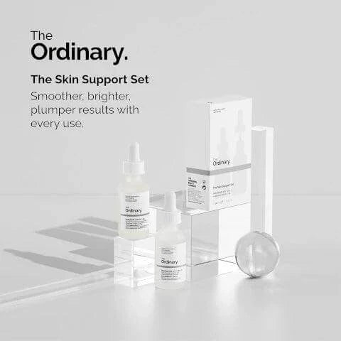 The Ordinary Skin Support Set with hydration serums for smoother, brighter, and plumper skin.