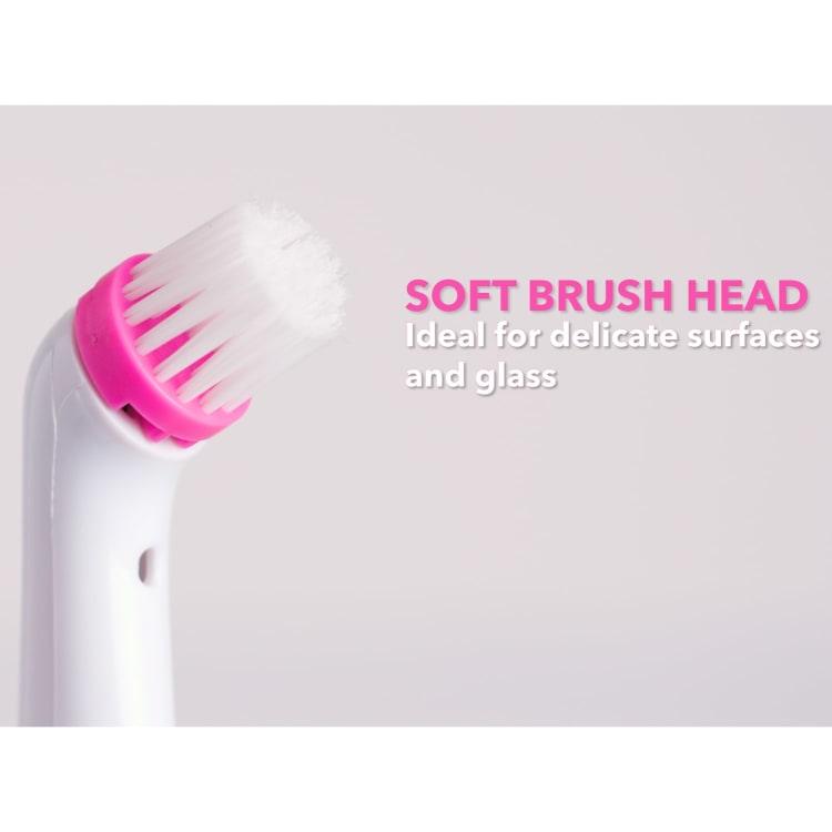 Soft brush head from The Pink Stuff Miracle Scrubber Brush Set, perfect for delicate surfaces and glass cleaning.