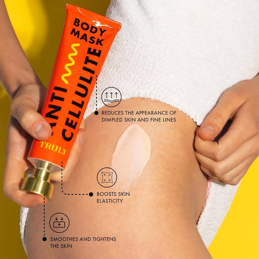 Truly Beauty Anti-Cellulite Mask applied on skin, targeting cellulite and enhancing skin elasticity.