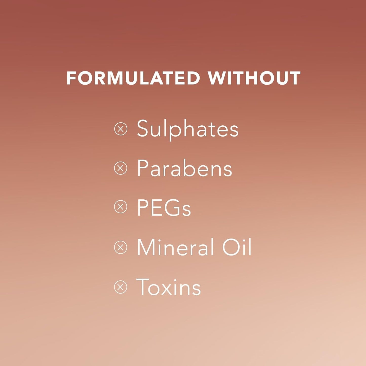 We Are Paradoxx Text on a gradient background listing ingredients not used in a product.