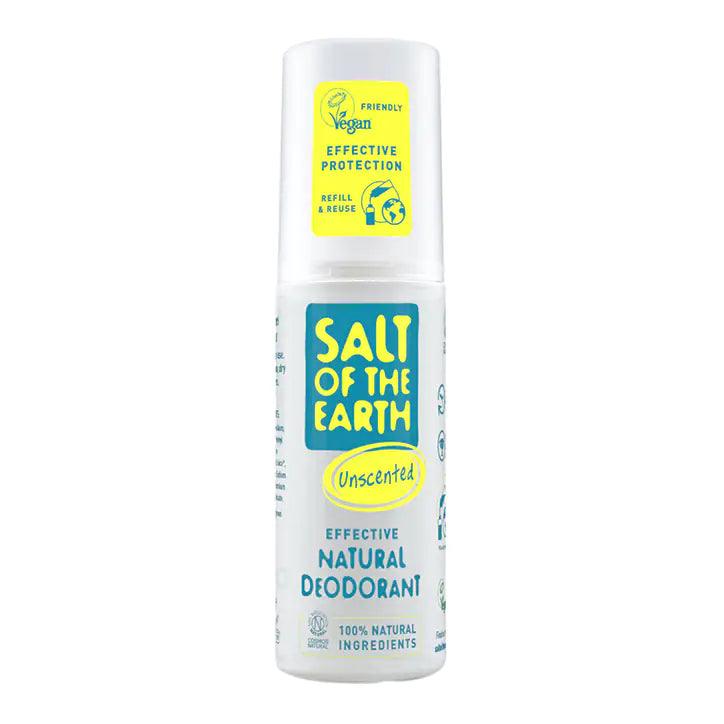 Salt of the Earth Unscented Natural Deodorant Spray 100ml, vegan and eco-friendly, made with potassium alum.