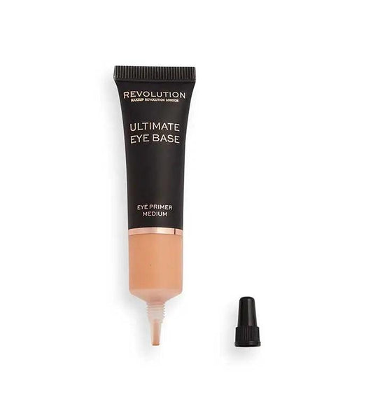 Makeup Revolution Ultimate Eye Base eye primer in medium shade, essential for long-lasting eye makeup.