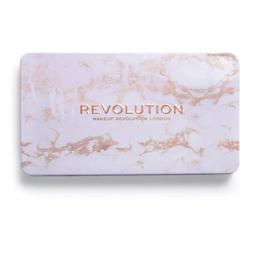 Revolution Forever Flawless Decadent Eyeshadow Palette with marble design and rose gold lettering.