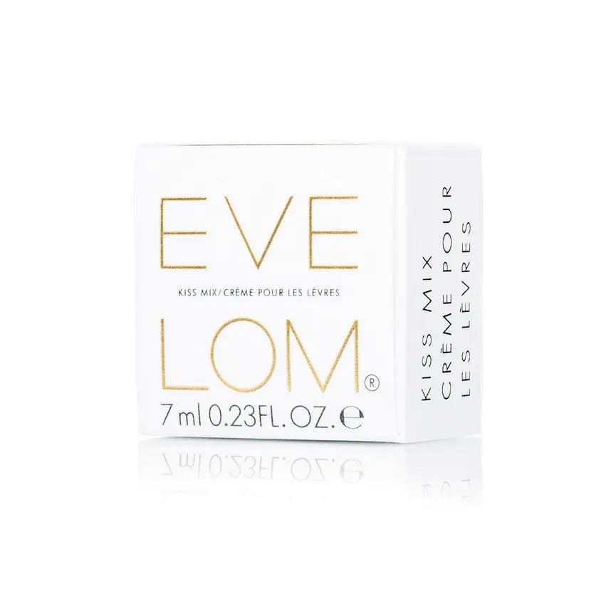 Eve Lom Kiss Mix Lip Balm box packaging, 7ml size, for soft and protected lips.