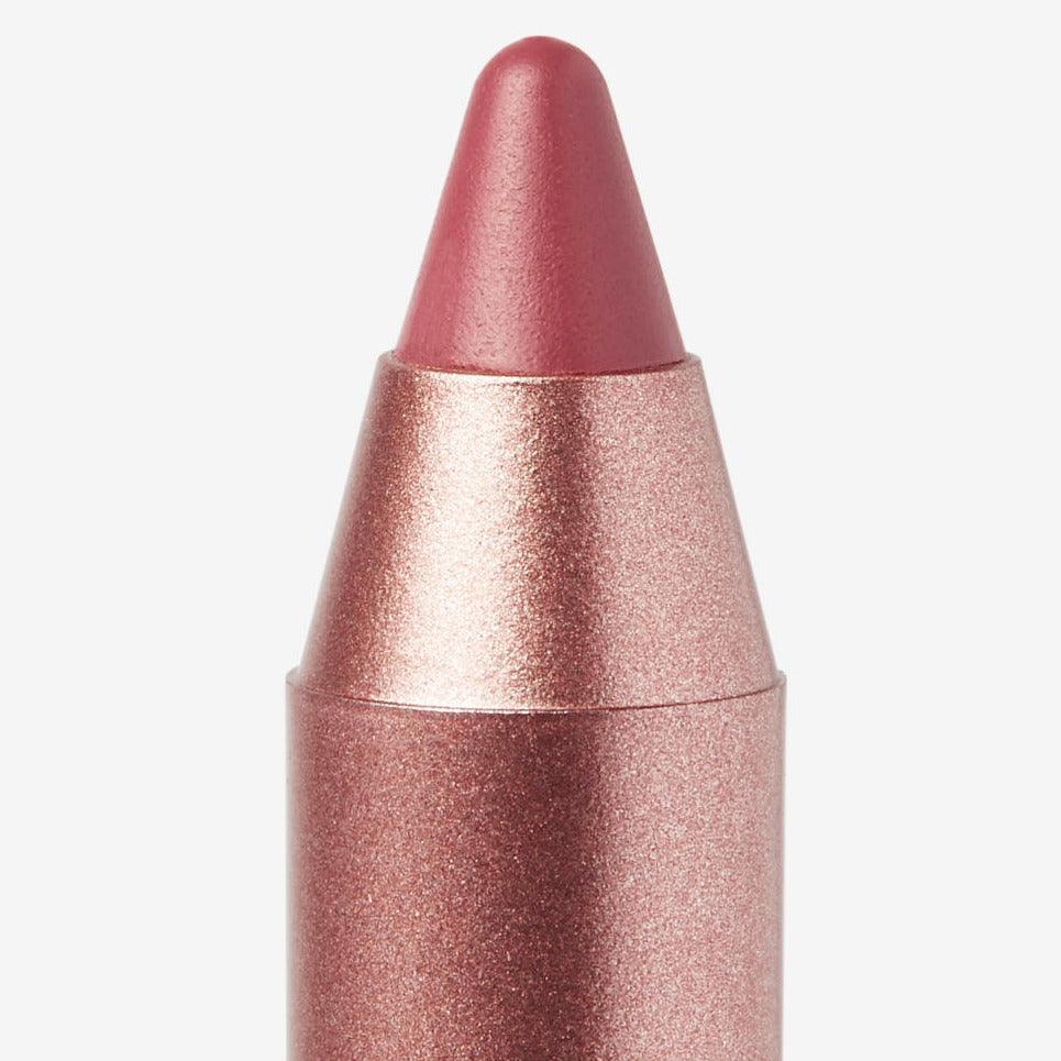 Revolution Satin Kiss Lipliner in Rosé, a satin finish lip liner showcasing smooth, richly pigmented color.