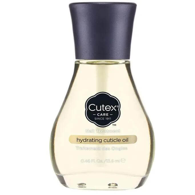 Cutex Hydrating Cuticle Oil 13.6ml in a sleek bottle for nourishing dry and cracked nails with Vitamin E and Almond Oil.