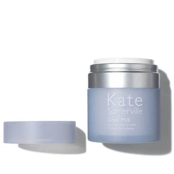 Kate Somerville Goat Milk Moisturizing Cream jar open, intensely hydrating skincare with goat milk, 50ml