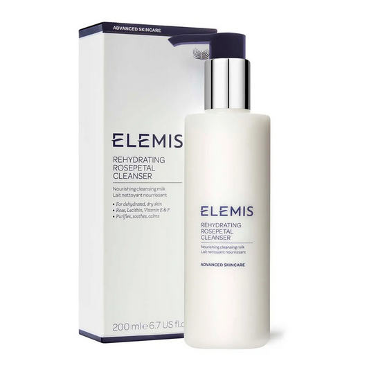 ELEMIS Rehydrating Rosepetal Cleanser 200ml, nourishing cleansing milk for dry to mature skin.
