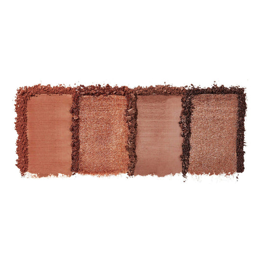 Swatches of e.l.f. Bite Size Eyeshadows - Pumpkin Pie featuring rich matte and shimmer shades in warm brown tones.