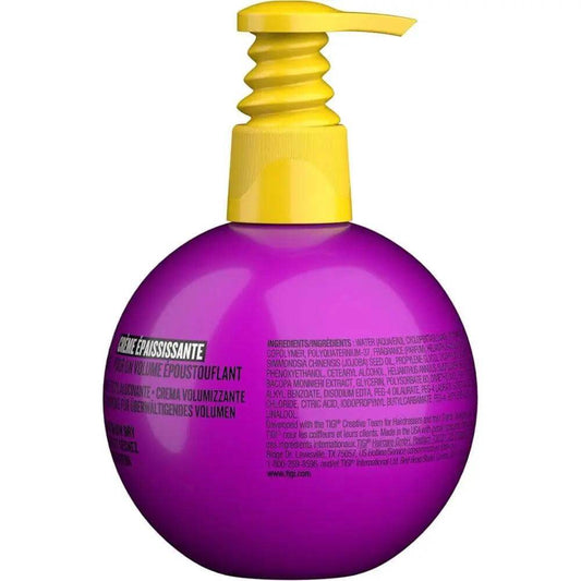 Bed Head by Tigi Small Talk Hair Volume Styling Cream 240ml in vibrant purple packaging with a yellow pump.
