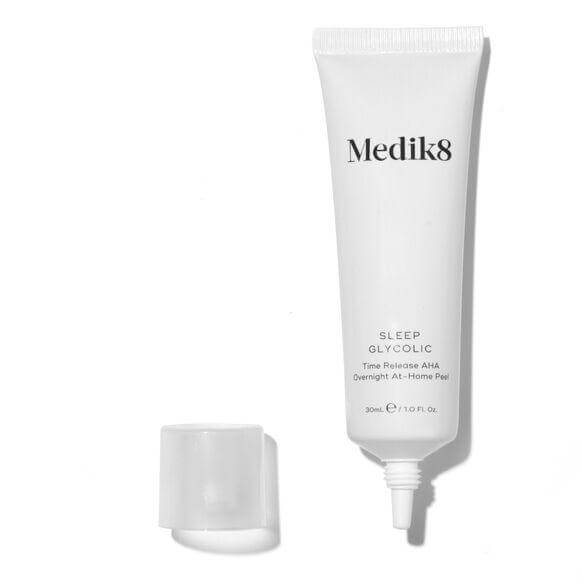 Medik8 Sleep Glycolic 30ml tube for at-home facial peel, promoting smoother and brighter skin.