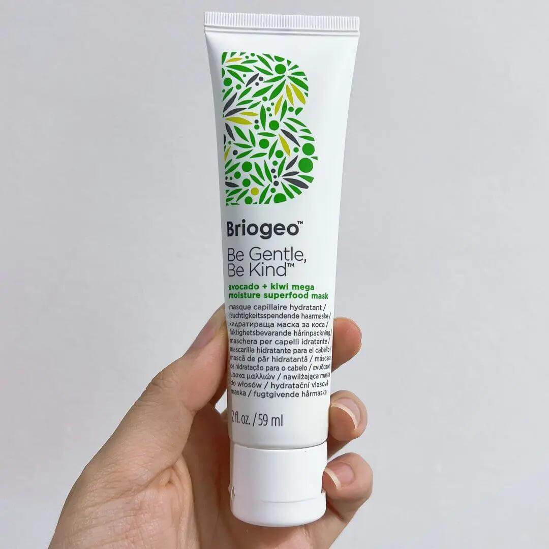 Briogeo Be Gentle, Be Kind Avocado + Kiwi Mega Moisture Mask 59ml for hydrating and revitalizing dry hair.