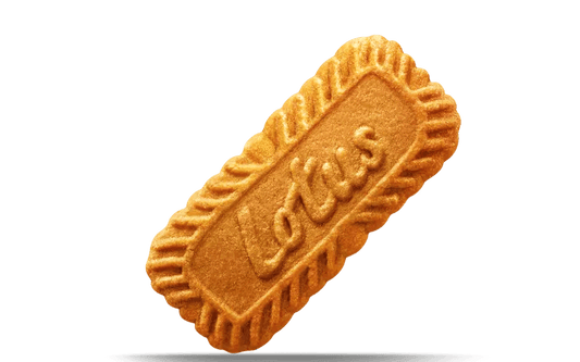Lotus Biscoff biscuit featuring unique shape and crunchy texture, perfect for snacks and coffee pairing.