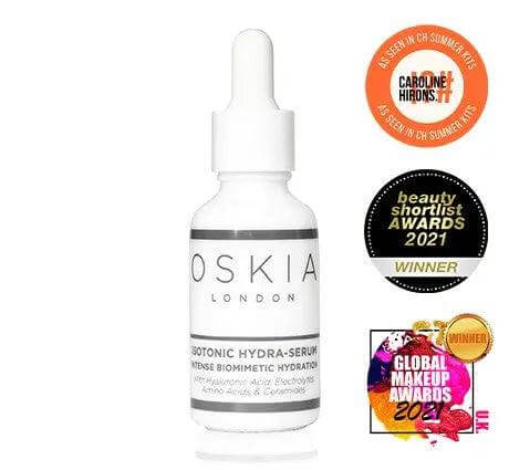 Oskia Isotonic Hydra Serum 30ml, lightweight serum for deep hydration and skin protection with vitamins and natural extracts.