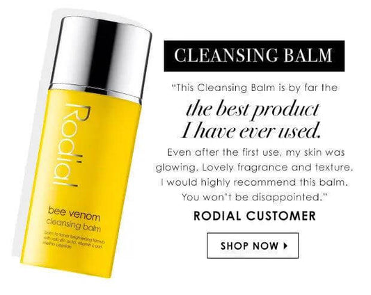 Rodial Bee Venom Cleansing Balm 100ml, praised for its skin-glowing properties and luxurious texture, perfect for dry skin.