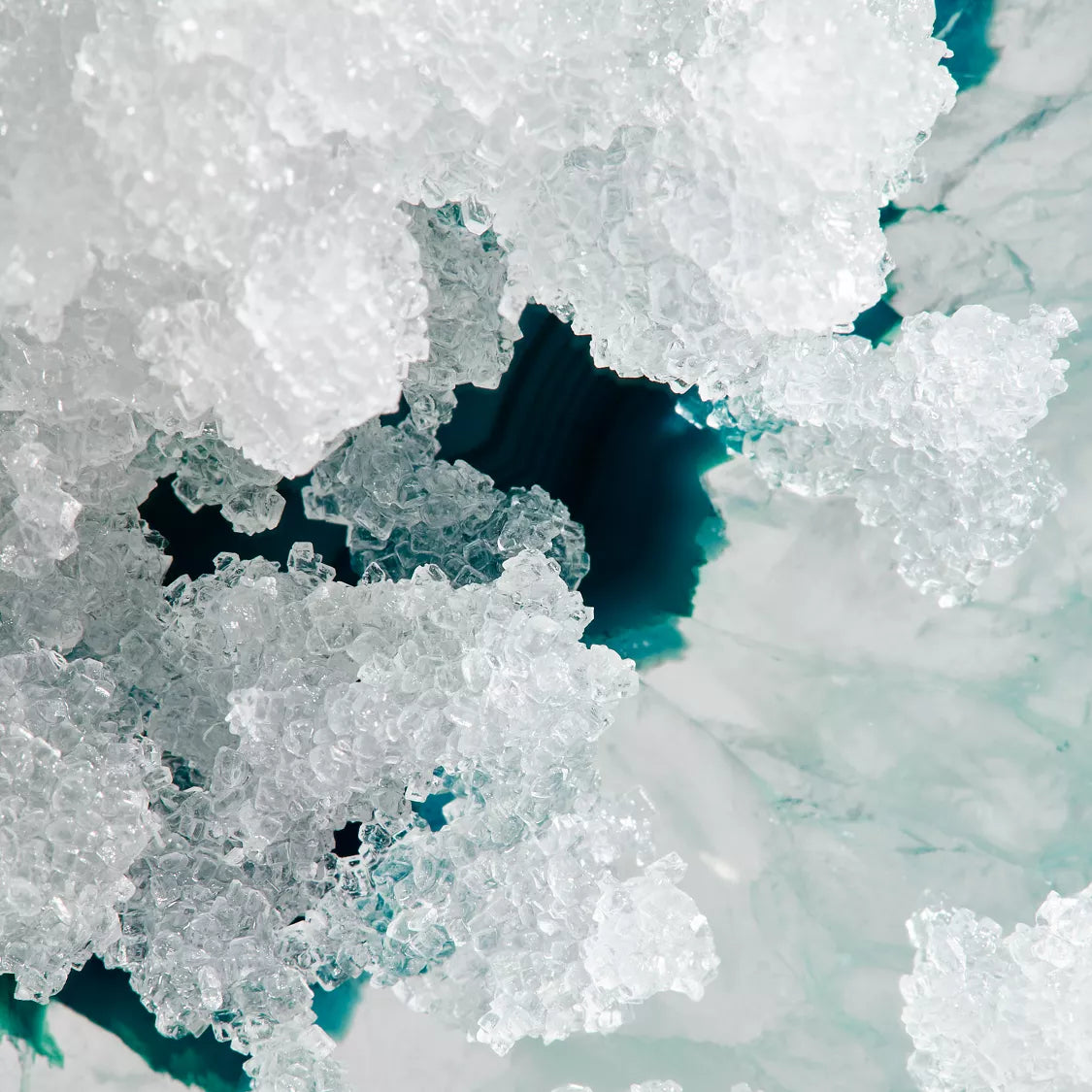 Close-up of ice with a dark central area