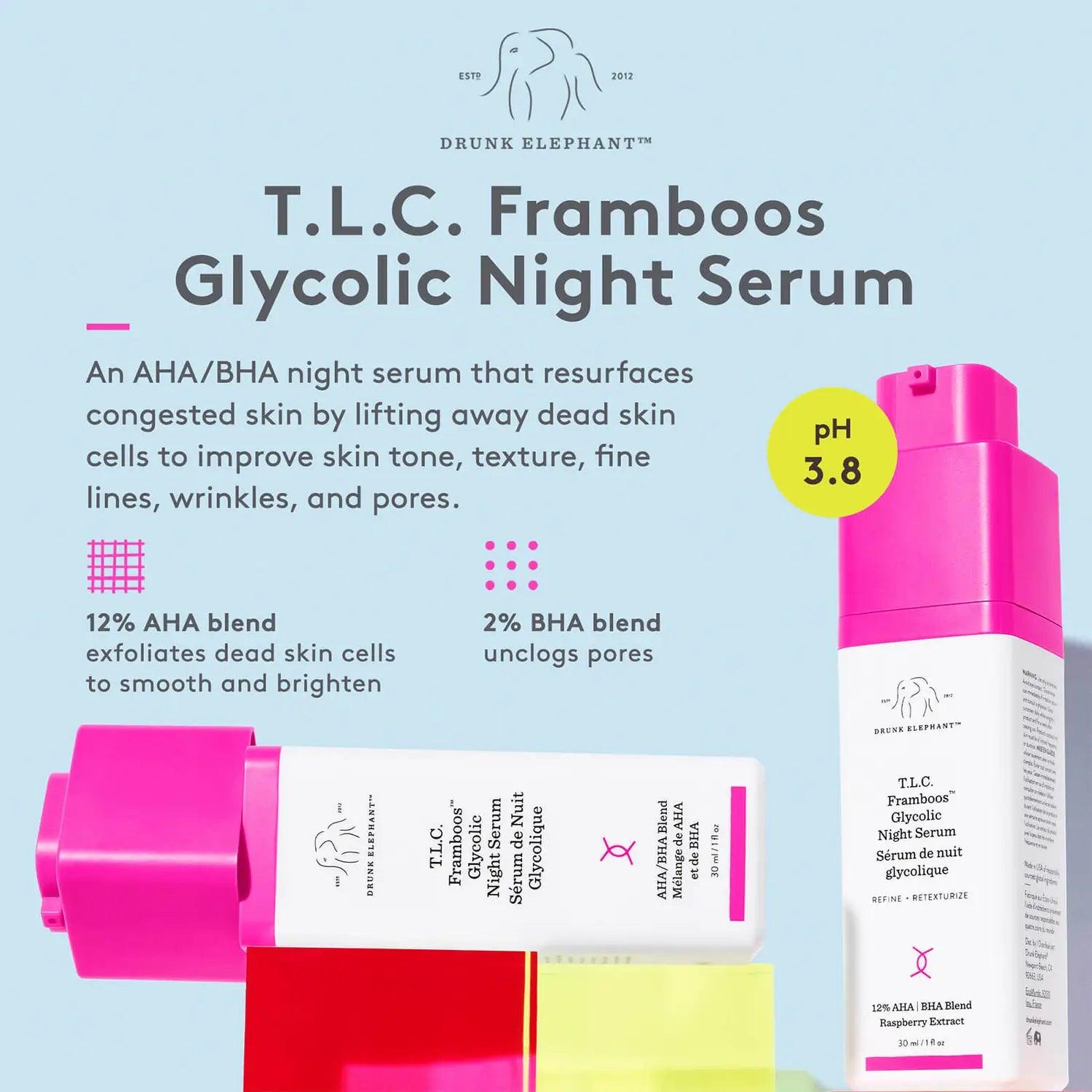 Drunk Elephant T.L.C. Framboos™ Glycolic Night Serum LYBC